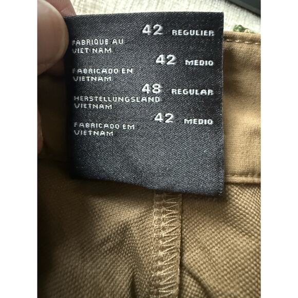 Columbia Mens 32 Regular Nylon Hiking Pants Tan Blue Trim Zip Pockets Outdoor - Picture 9 of 11